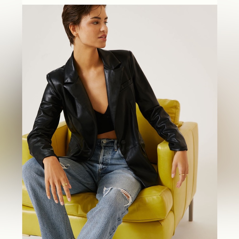 NWOT Anthropologie Alec Les Filles Faux Leather Blazer